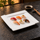 A001-51-06 white square plate with a sushi assortment