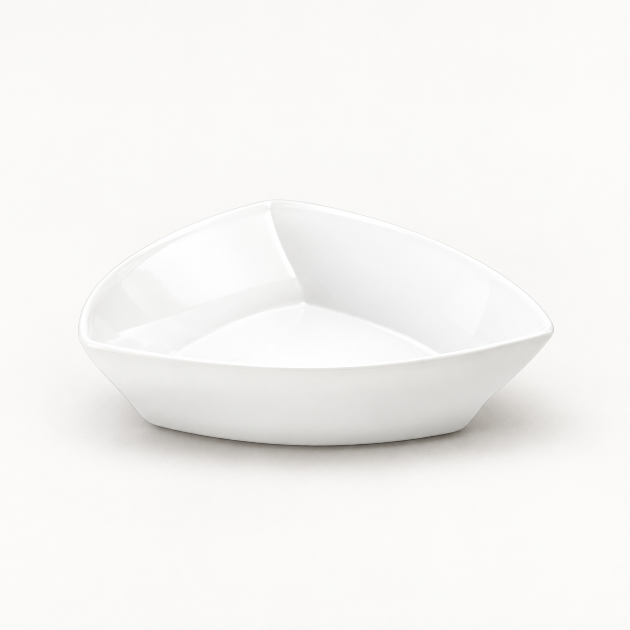 White Ceramic Triangle Medium Bowl - 6"D x 1.5"H, Product view