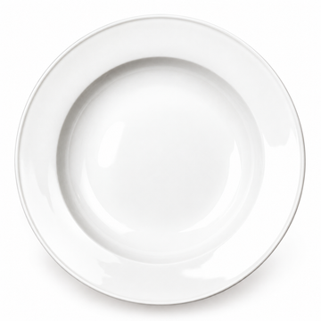 White Ceramic Rim Pasta Bowl -, Alternate view