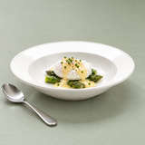 White Ceramic Rim Pasta Bowl -, Styled view