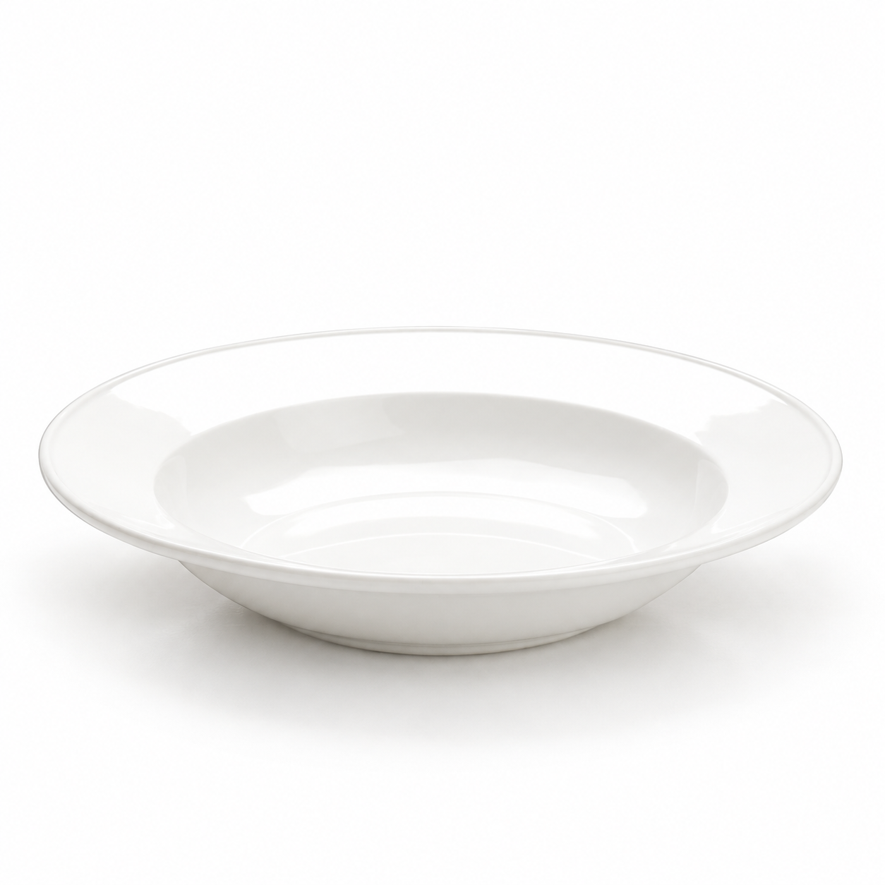 White Ceramic Rim Pasta Bowl -, Product view