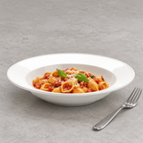 White Ceramic Rim Pasta Bowl -, Serving example