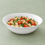 6"D Round Salad Bowl, White Ceramic, Styled view