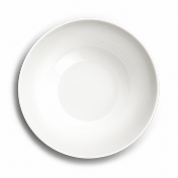 8"D Round Bowl, White Ceramic, Overhead interior