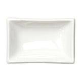 3-7/8"x2-3/8" Rectangular Sauce Dish, White Ceramic. Rim basin detail.