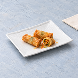 7"x5" Rectangular Plate, White Ceramic. Serving suggestion.
