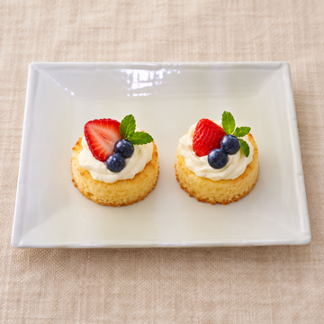 A0321 white rectangular plate with a modest dessert serving