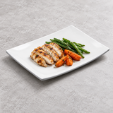 11-3/4" Rectangular Plate, White Ceramic. Serving suggestion.