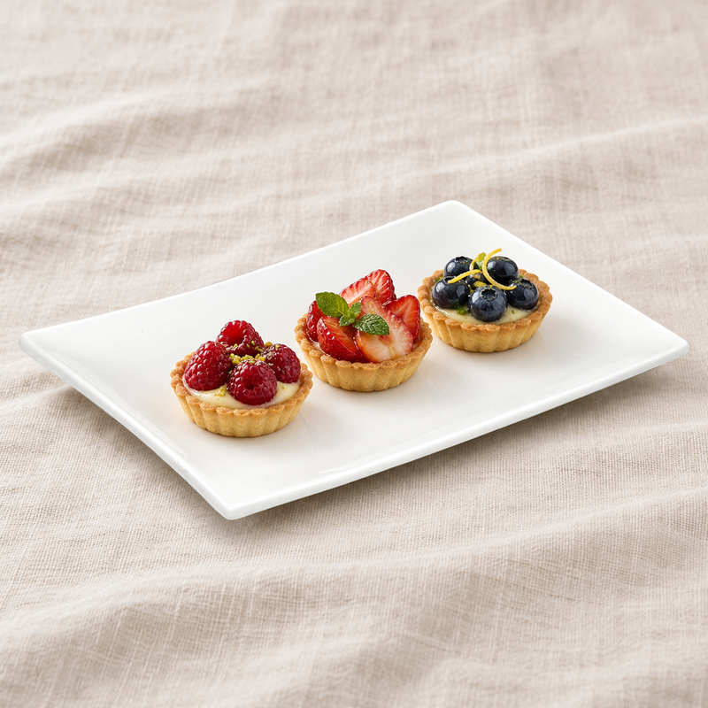 15½″ × 10½″ White Ceramic Rectangular Platter — Small Desserts to Share