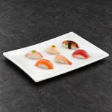A1087 white rectangular dish with a small sushi serving