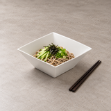 9" Square Bowl, White Ceramic. Alternative serving suggestion.