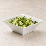 9" Square Bowl, White Ceramic. Serving suggestion.