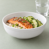 9-1/8"x3-3/8" Round Noodle Bowl, White Ceramic, Styled view