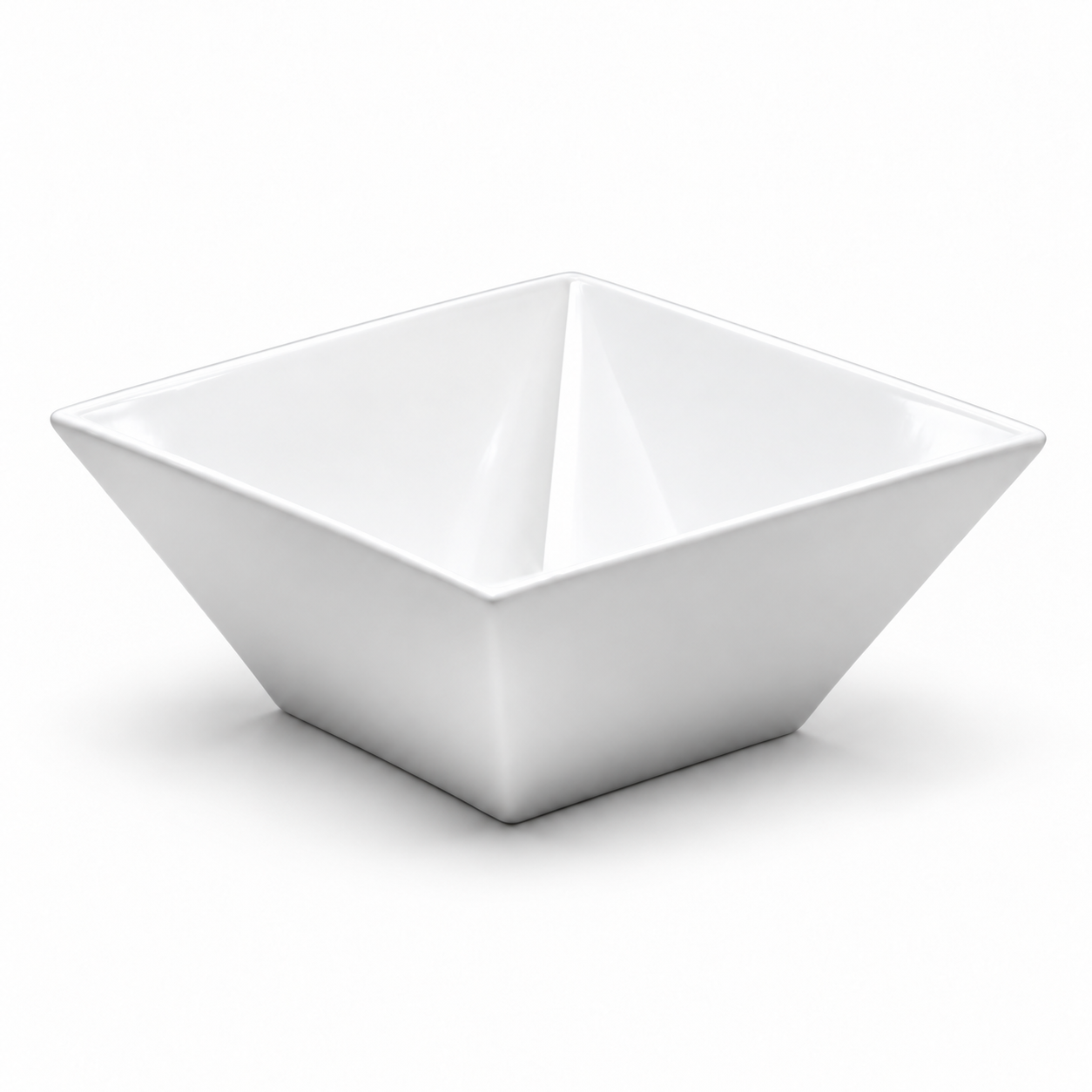9⅞″ White Ceramic Square Serving Bowl — 4¼″ High, White bowl studio product view, whole product
