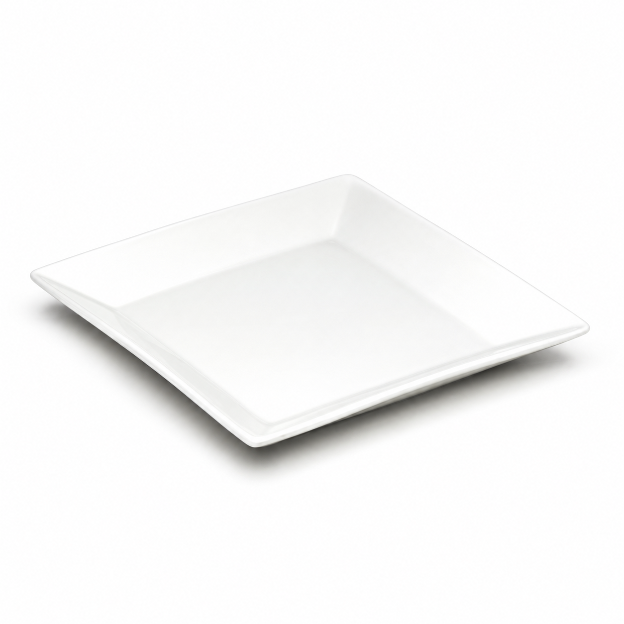 7-1/8" Square Bowl, White Ceramic, Angled square shallow bowl