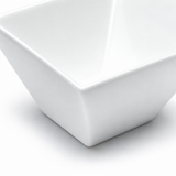 5" Square Bowl, White Ceramic, Soft square corner and planar walls