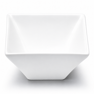 5" Square Bowl, White Ceramic, Actual front-aligned profile
