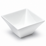 5" Square Bowl, White Ceramic, Angled deep square bowl