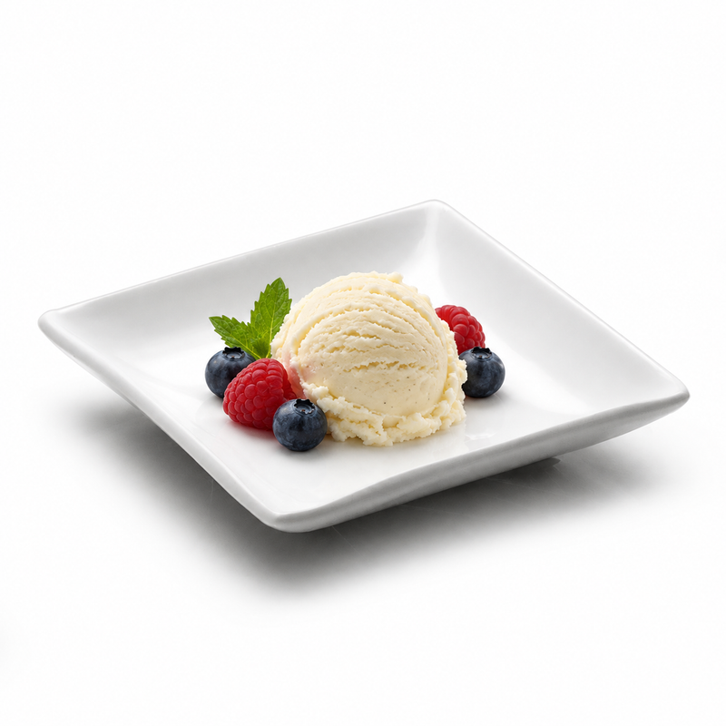 White Ceramic Deep Square Plate — A Small Dessert Course