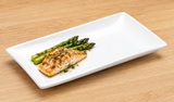 A1655 white rectangular plate with a modest serving