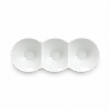 3-Compartment Sauce Bowl Conic Dish 10-3/4", White Ceramic, Alternate view