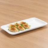 A20079 white serving plate with a modest food serving