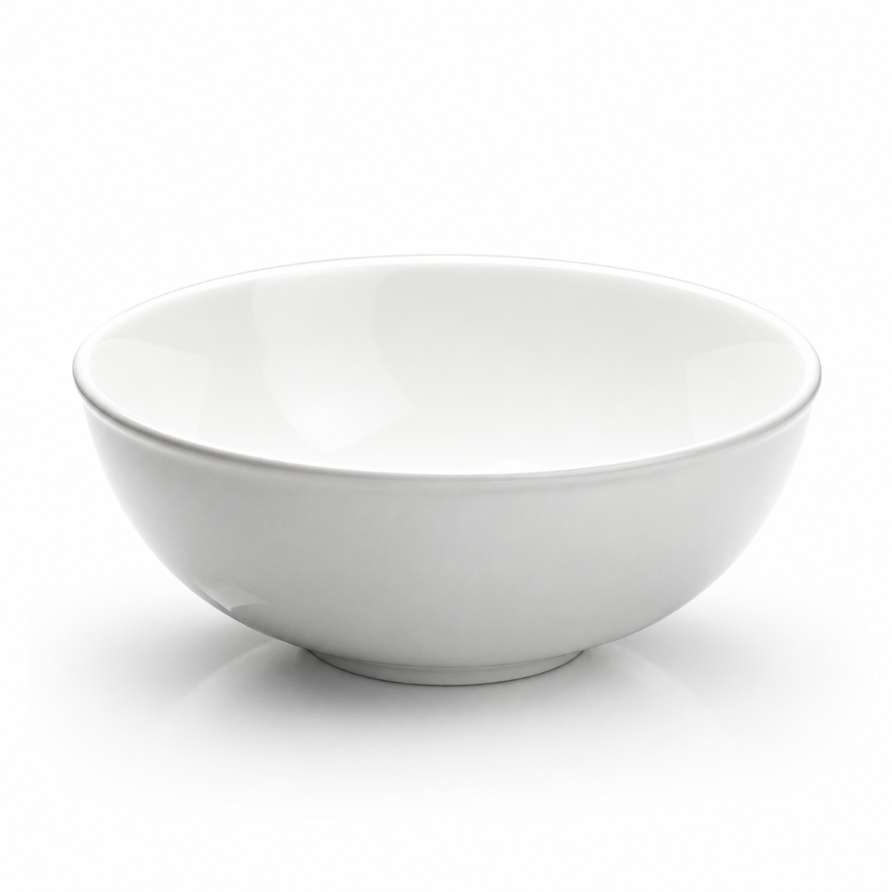 10"x4" Round Noodle Bowl, White Ceramic, Angled white noodle bowl