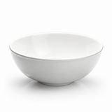 10"x4" Round Noodle Bowl, White Ceramic, Angled white noodle bowl