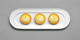 A21823 white oval platter with three lemon tartlets