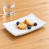 5-7/8"x4" Rectangular Plate, White Ceramic. Alternative serving suggestion.