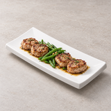 13 1/2"x6" Rectangular Plate, White Ceramic. Serving suggestion.