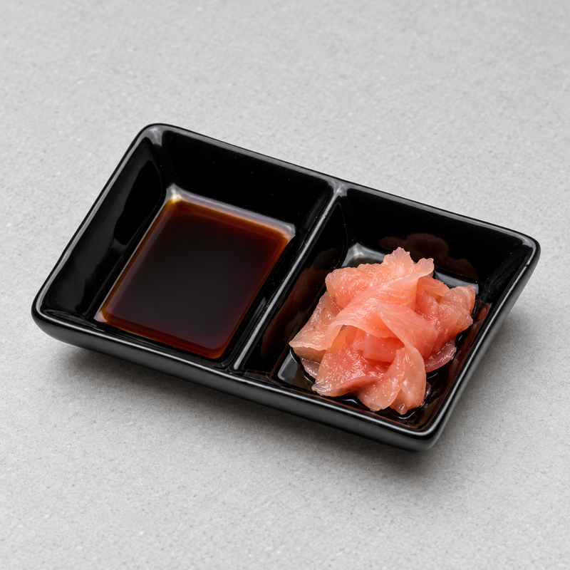 4 × 2¾ in Black Ceramic Twin Sauce Dish — A2653-B
