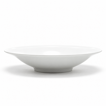 13" Round Shallow Bowl, White Ceramic, Alternate view