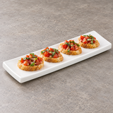 11-3/4"x3-1/2" Rectangular Plate, White Ceramic. Serving suggestion.