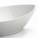 11-1/4" Teardrop Bowl, White Ceramic, Pointed end and rim detail