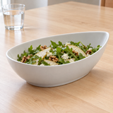 11-1/4" Teardrop Bowl, White Ceramic, Pear and walnut salad setting