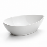 11-1/4" Teardrop Bowl, White Ceramic, Angled teardrop bowl product view