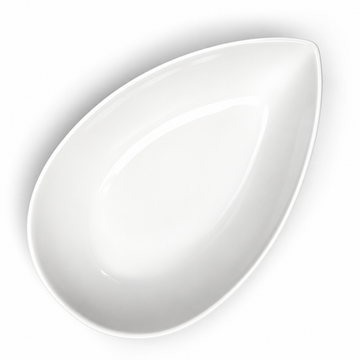11-1/4" Teardrop Bowl, White Ceramic, Overhead teardrop shape