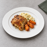 12" Round Plate, White Ceramic. Serving suggestion.
