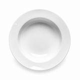 10-1/2" Round Wide-Rim Bowl, White Ceramic, Overhead view