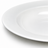 12-1/2" Round Wide-Rim Bowl, White Ceramic, Detail view