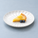 8" Flower Round Plate, White Ceramic. Serving suggestion.