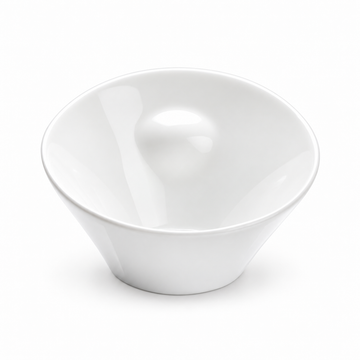 10"x9" Slanted Bowl, White Ceramic, Alternate view