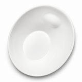 10"x9" Slanted Bowl, White Ceramic, Overhead view