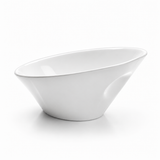 10"x9" Slanted Bowl, White Ceramic, Side profile