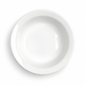 3.25"D x 1"H Round Sauce Dish, White Ceramic, Near-overhead inner well