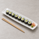 A4551: 14"x3-3/4" Rectangular Plate, White Ceramic. Restaurant serving context
