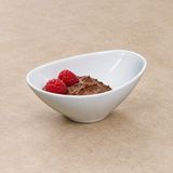 4-1/4x2-1/2" Slanted Sauce Bowl, White Ceramic, Styled view