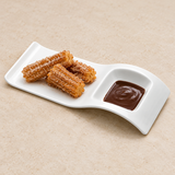 2-Compartment Rectangular Plate 11-3/4"x5", White Ceramic. Alternative serving suggestion.