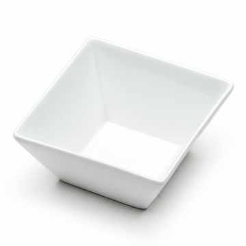 4" Square Sauce Bowl, White Ceramic, Alternate view